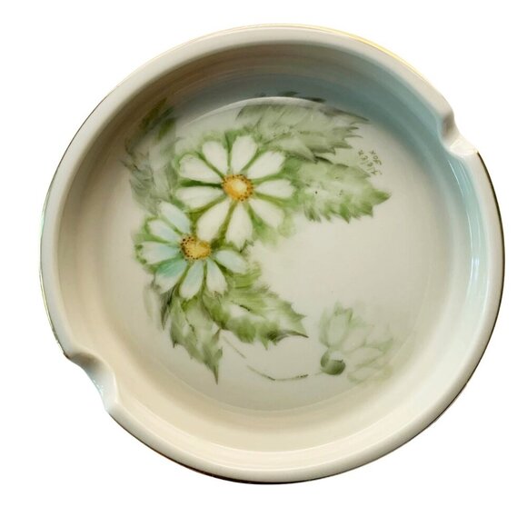Vintage Fine Arts Floral Daisies Hand Painted Ashtray or Trinket Dish Made in US - Picture 5 of 5